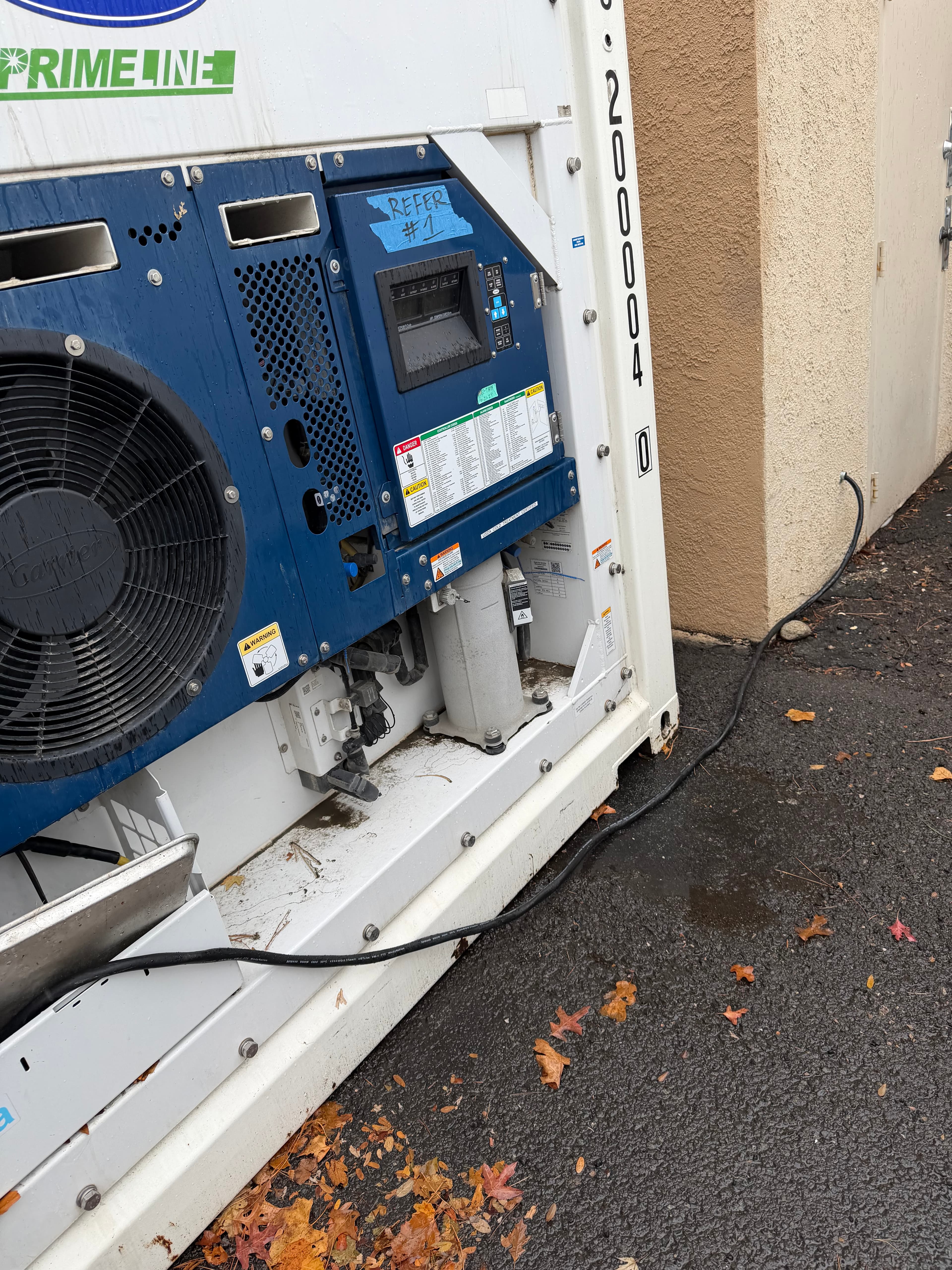 Commercial three-phase freezer power installation and anti-theft cord repair in Reno, Nevada