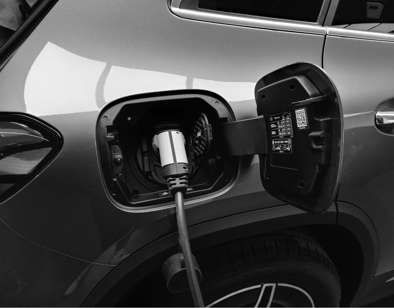 Electric vehicle connected to a home charger in Reno, Nevada